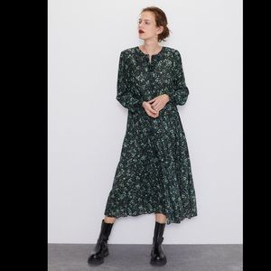 Green floral print dress